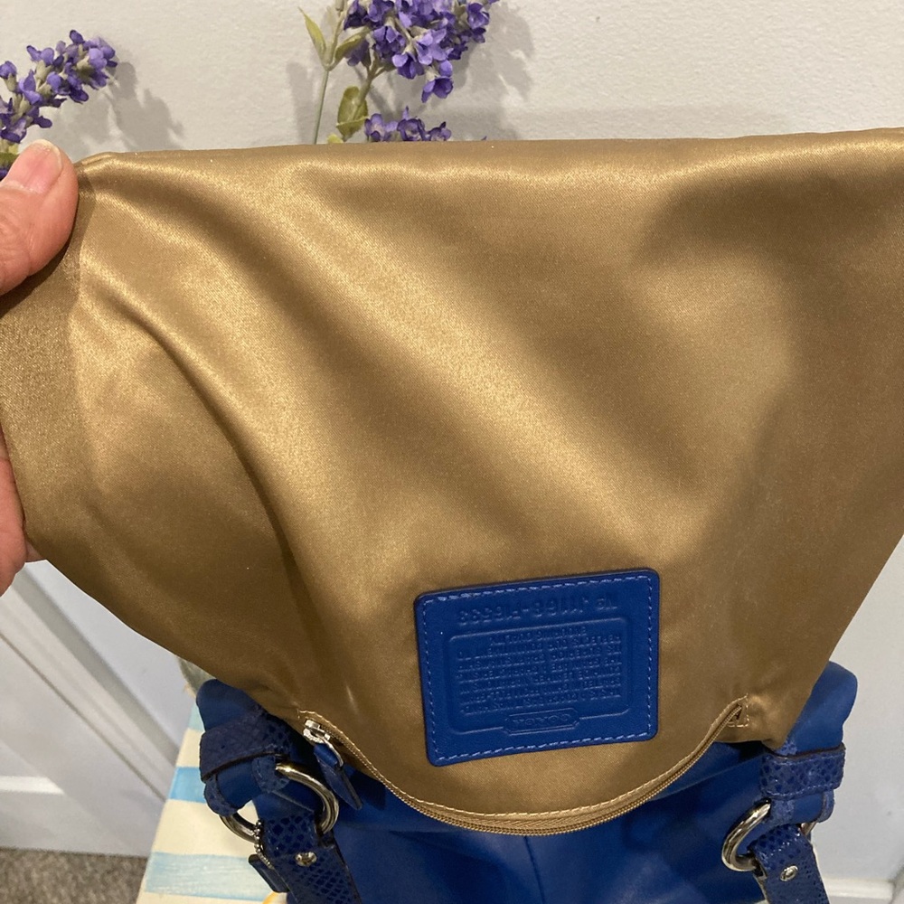 Coach Penelope Royal Blue Leather and Snake Embossed Crossbody Bag - Picture 12 of 15